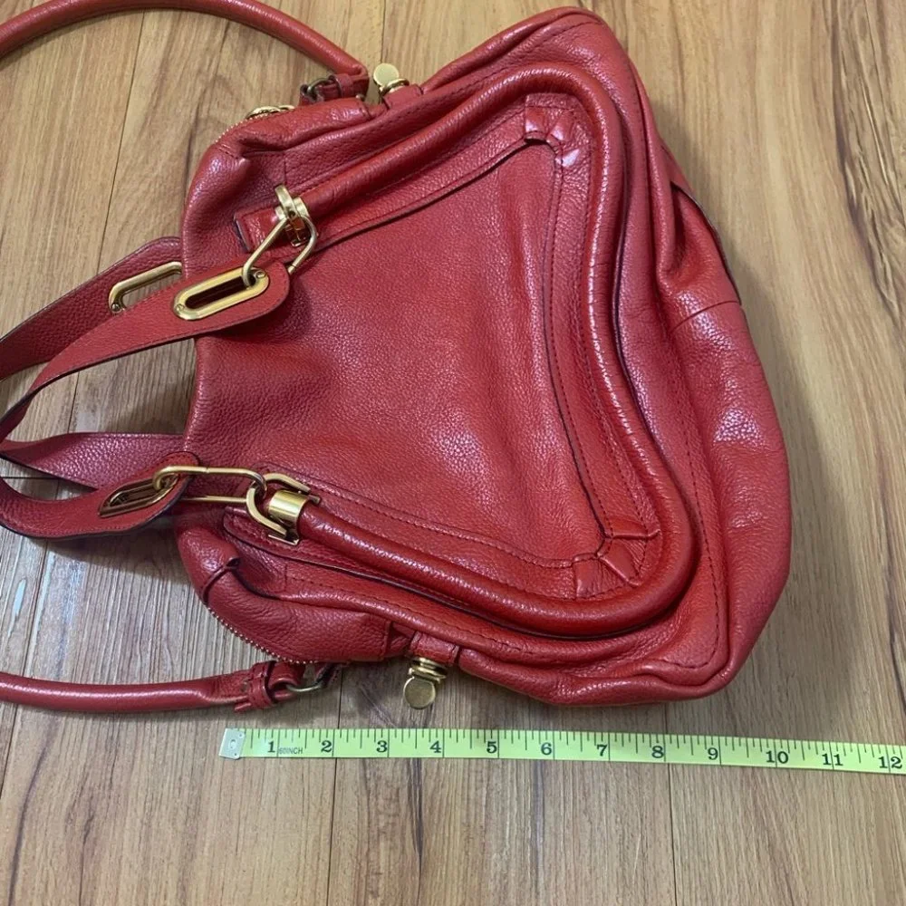 Chloé Paraty Shoulder Red Leather Bag